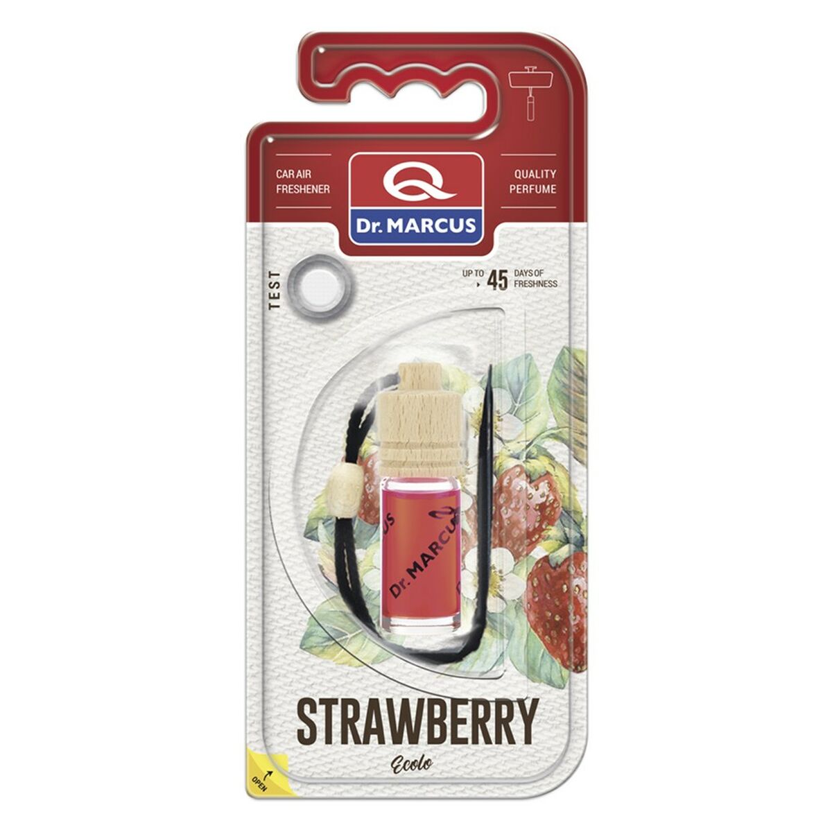 Ambientador para Coche Dr Marcus Ecolo Fresa 4,5 ml Madera Cristal Fragancia Colgante 4 Piezas