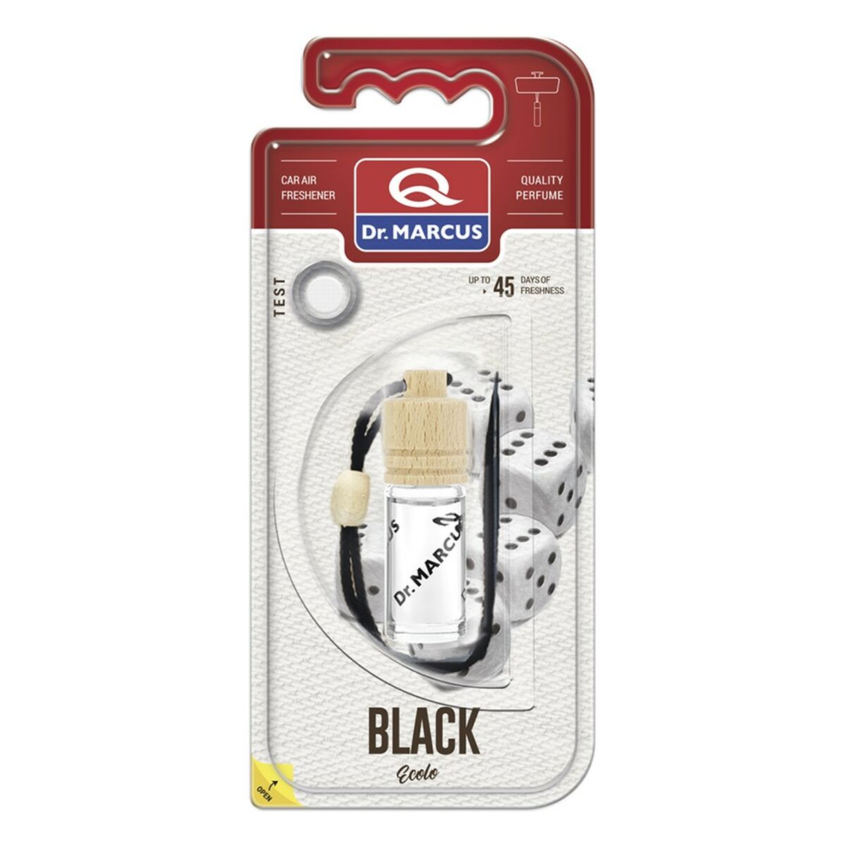 Ambientador para Coche Dr Marcus Ecolo black 4,5 ml Madera Cristal Fragancia Colgante 4 Piezas