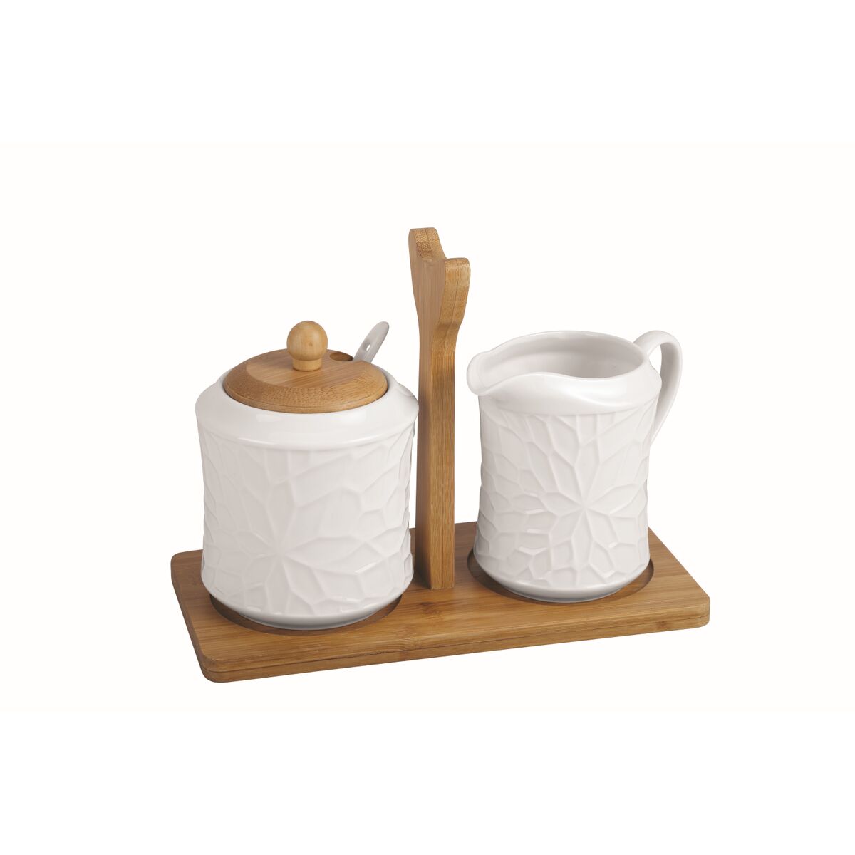 Azucarero Home ESPRIT Blanco Bambú Porcelana 19,5 x 9 x 17 cm 2 Piezas