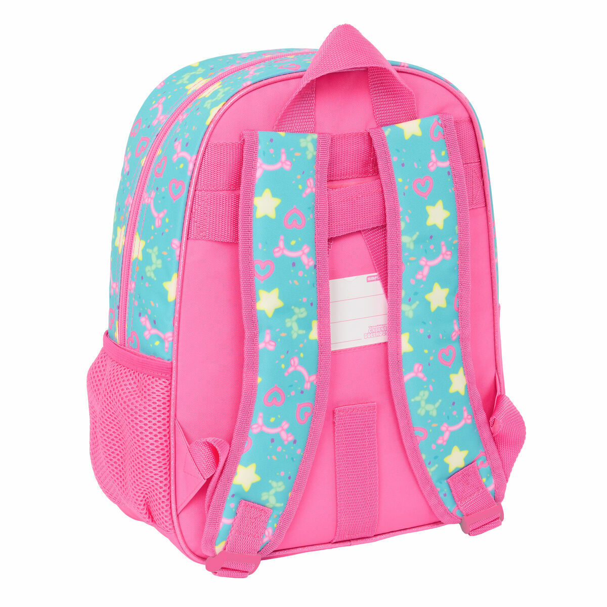 Mochila Escolar Gabby's Dollhouse Confetti Rosa Turquesa 26 x 34 x 11 cm