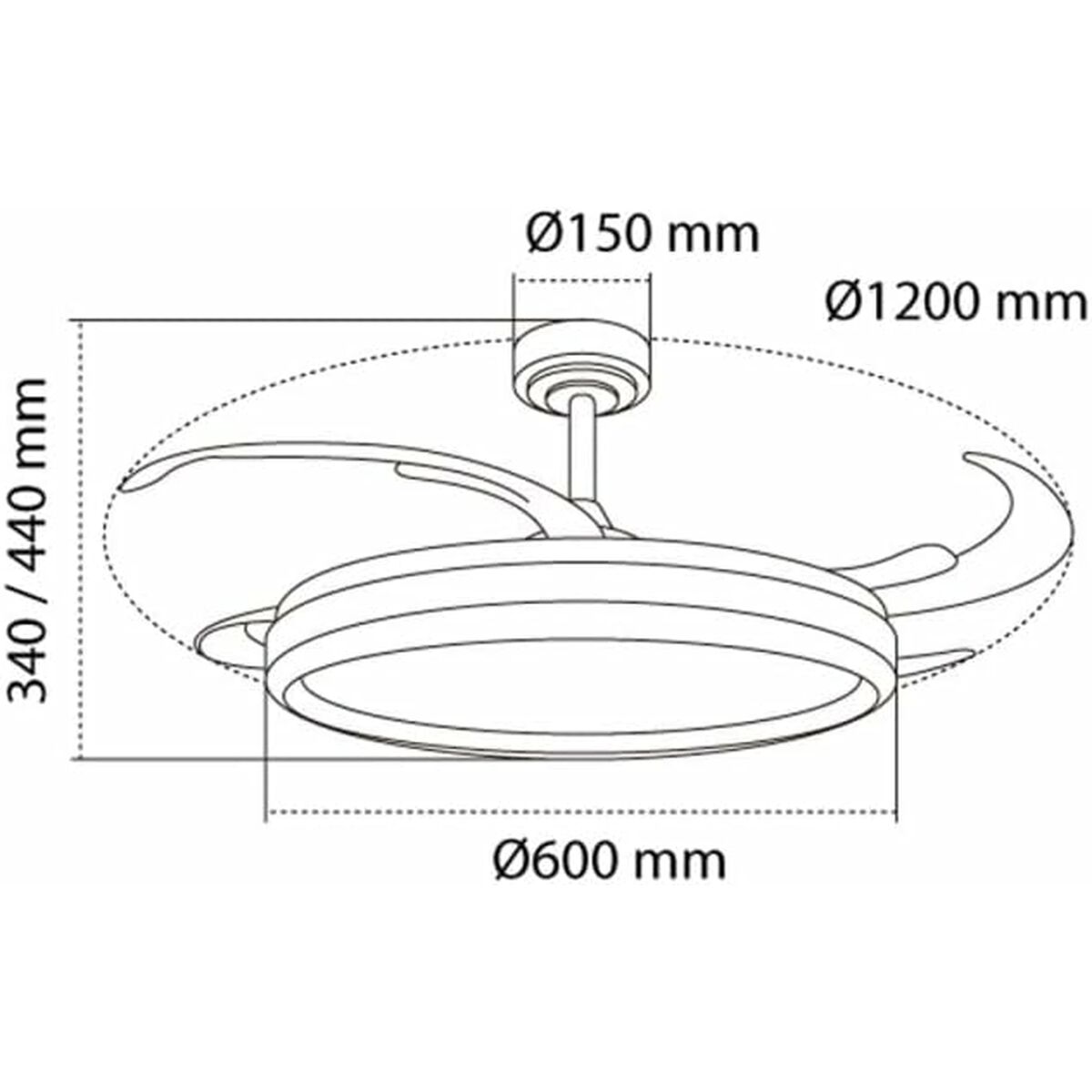 Ventilador de Techo CristalRecord CHARLY L RETRAC Transparente 80 W