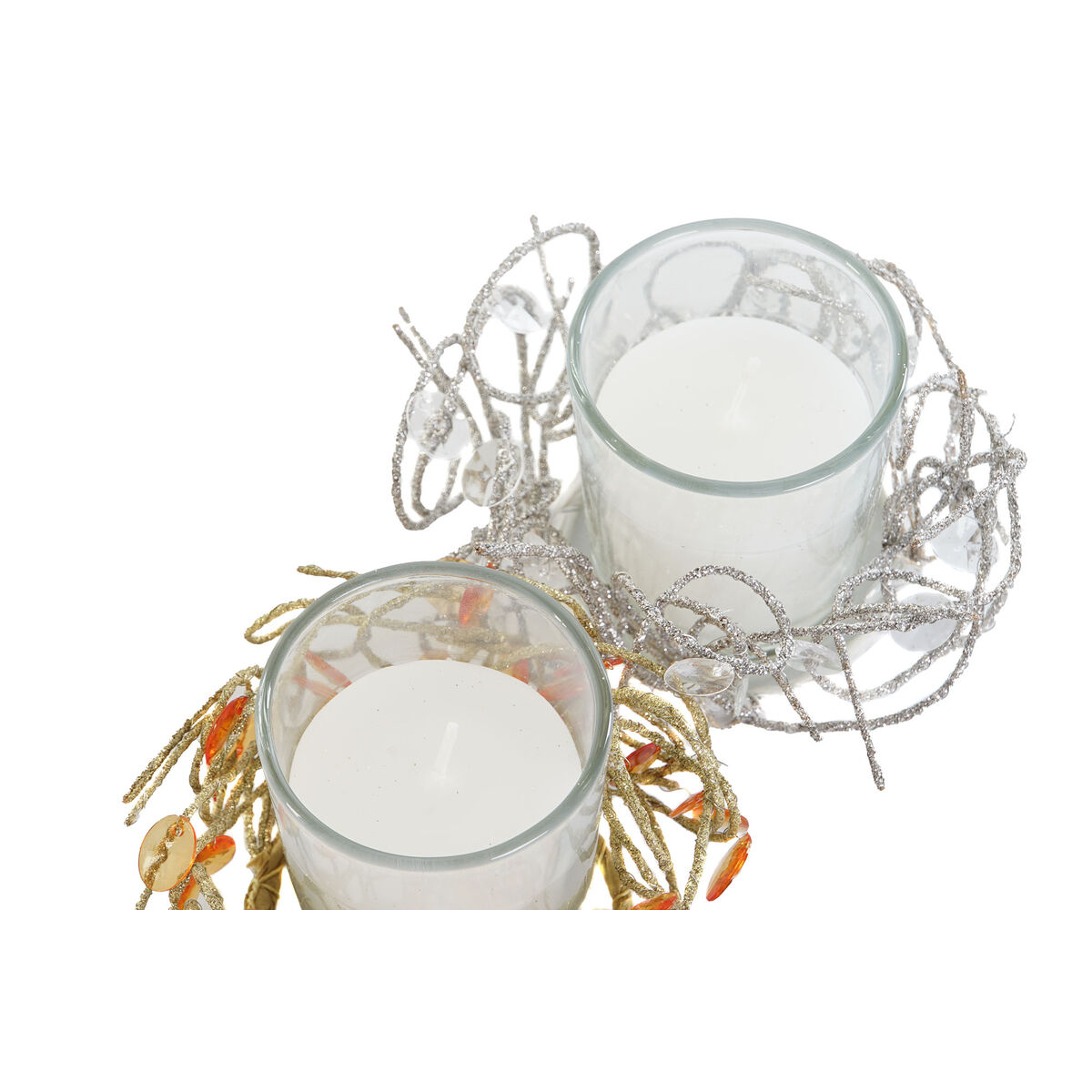 Vela DKD Home Decor Dorado Plateado Navidad 10.5 x 10.5 x 7 cm 10,5 x 10,5 x 7 cm (4 Unidades)