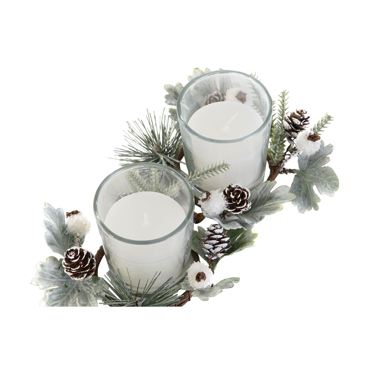Set de Velas DKD Home Decor Blanco Navidad 10 x 10 x 7 cm 19 x 10.5 x 7 cm (2 Unidades)