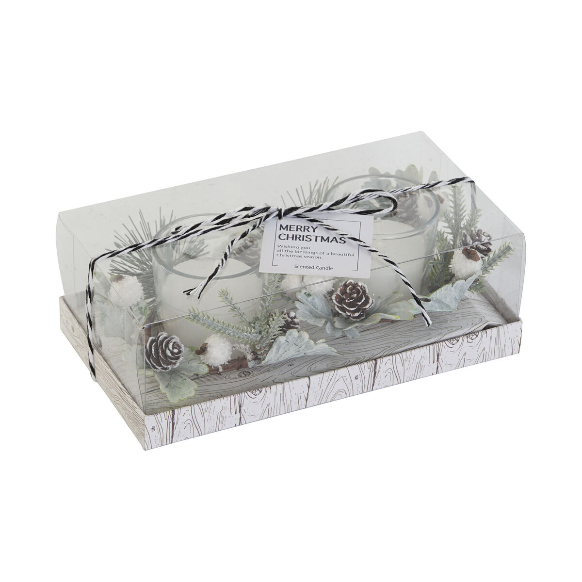 Set de Velas DKD Home Decor Blanco Navidad 10 x 10 x 7 cm 19 x 10.5 x 7 cm (2 Unidades)