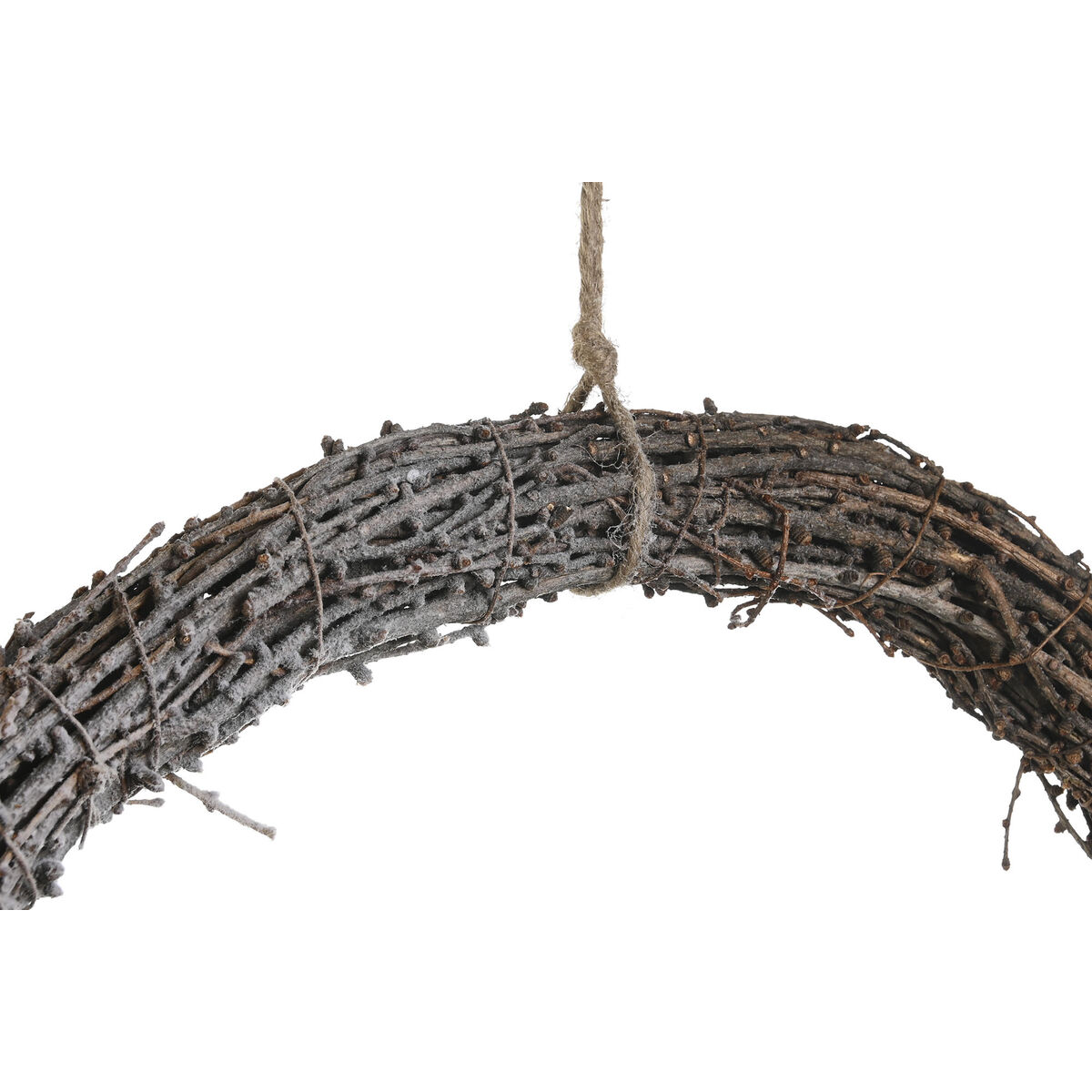 Corona de Navidad DKD Home Decor Natural Mimbre Piña Nevado 46 x 7 x 46 cm (2 Unidades)