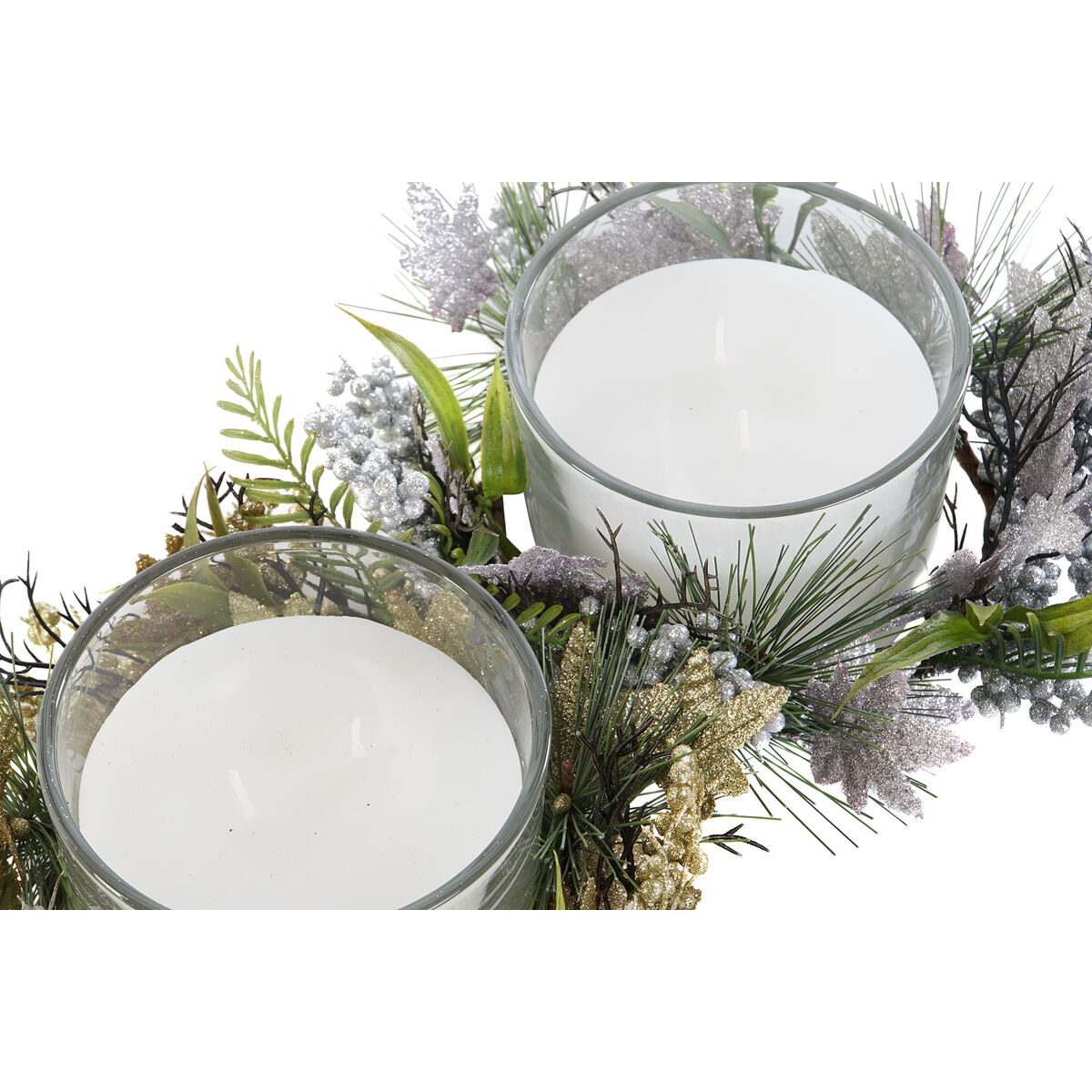 Vela DKD Home Decor Dorado Plateado Navidad 21,5 x 21,5 x 8,5 cm (2 Unidades)