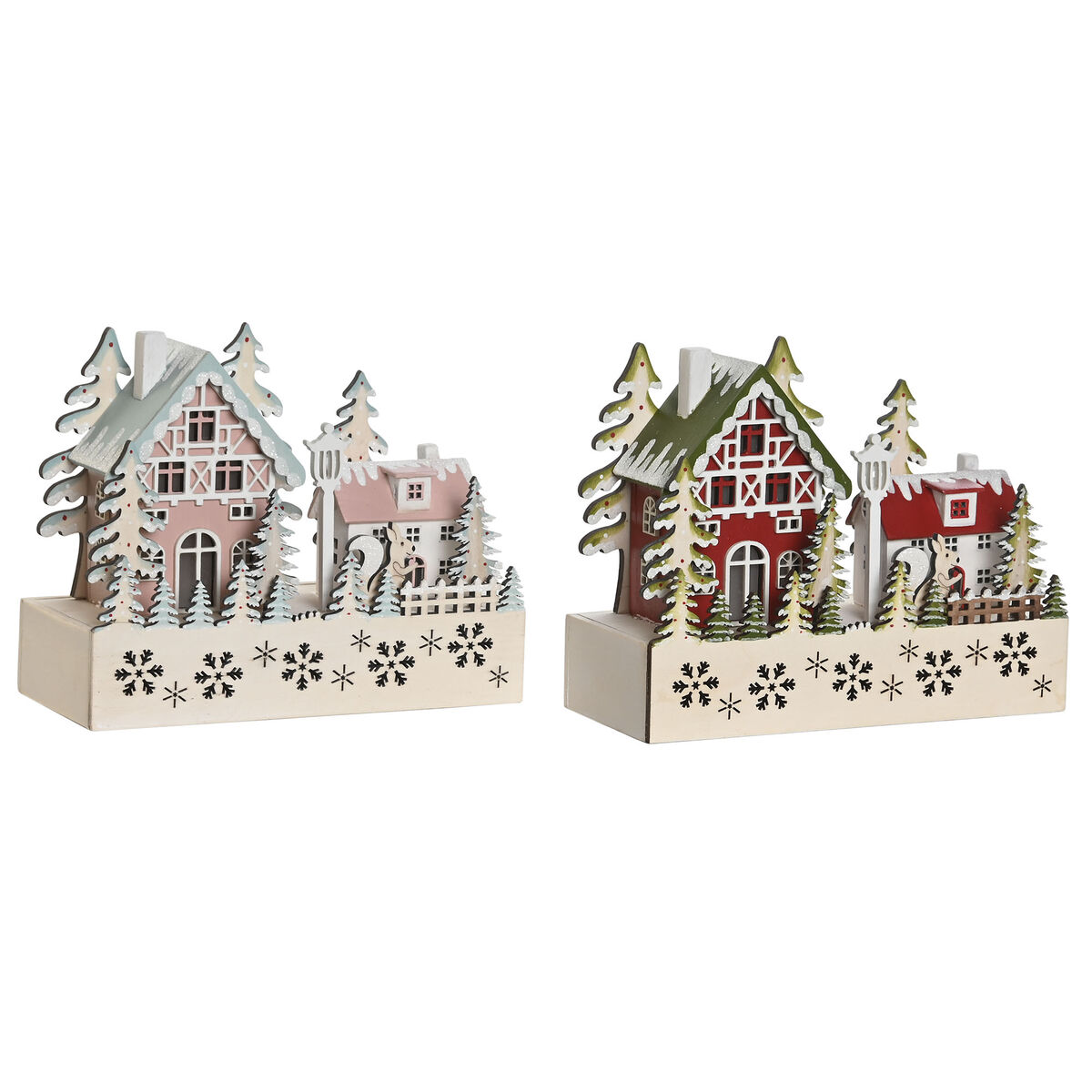 Adorno Navideño DKD Home Decor Rojo Rosa 21 x 9,5 x 19 cm (2 Unidades)