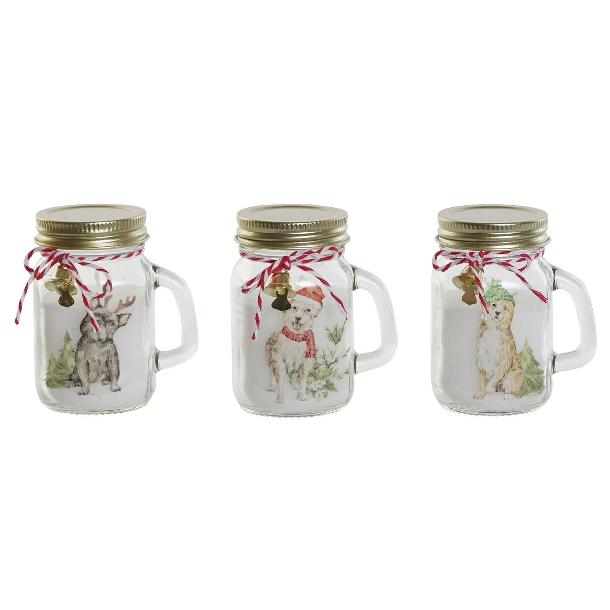 Vela DKD Home Decor Blanco Dorado Navidad 8 x 5 x 9 cm (3 Unidades)