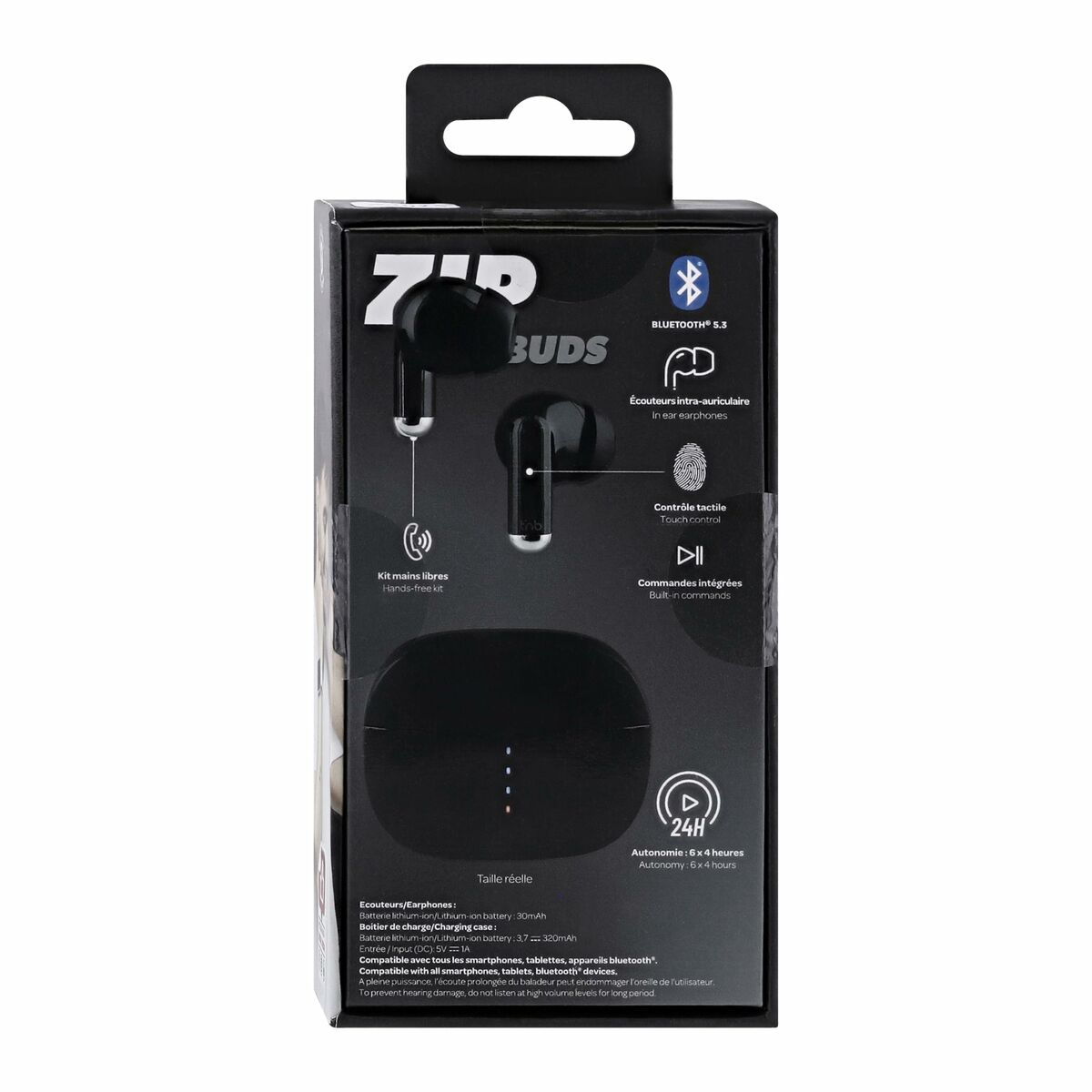 Auriculares Inalámbricos con Estuche de Carga T'NB ZIP 2 Negro
