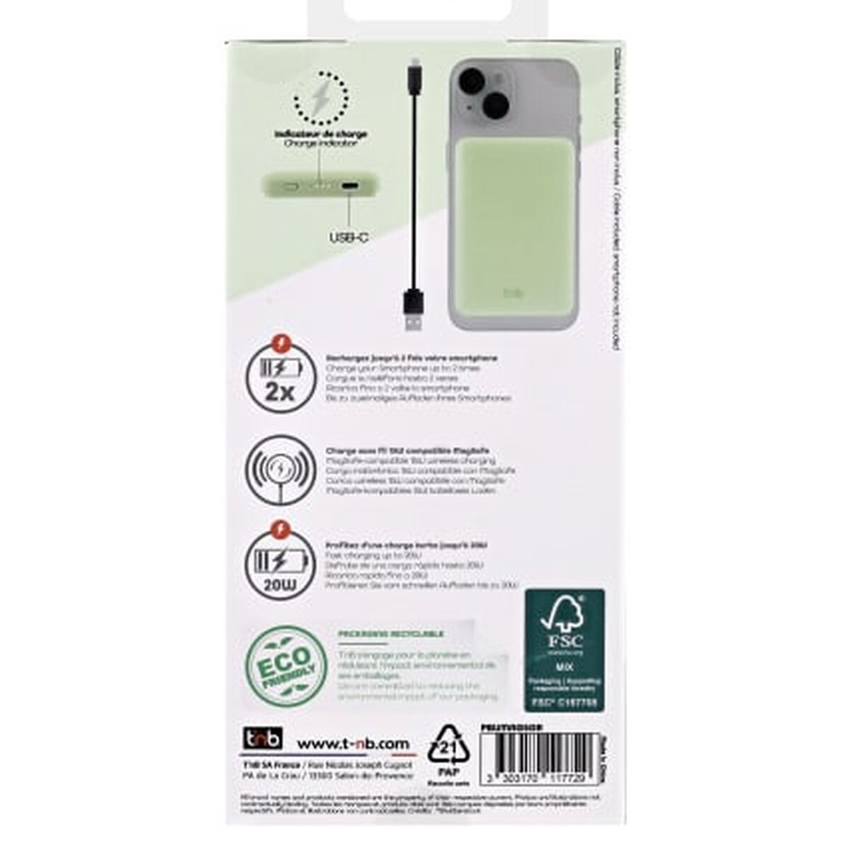 Powerbank T'NB PBUMAG5GR 5000 mAh Verde Magsafe
