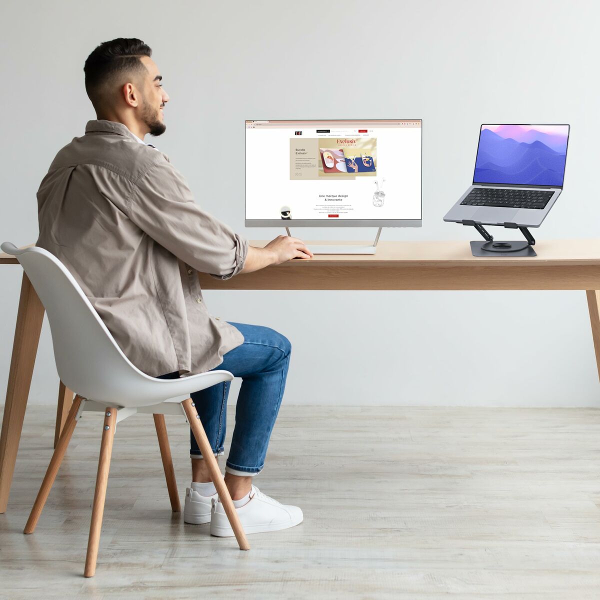 Soporte para Portátil T'NB iClick Metal Innovador y funcional Rotación de 360º