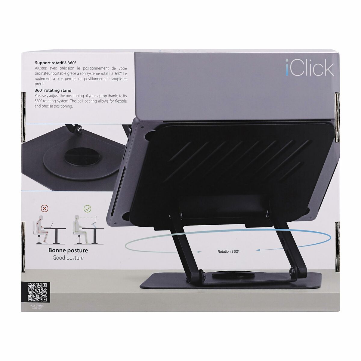 Soporte para Portátil T'NB iClick Metal Innovador y funcional Rotación de 360º