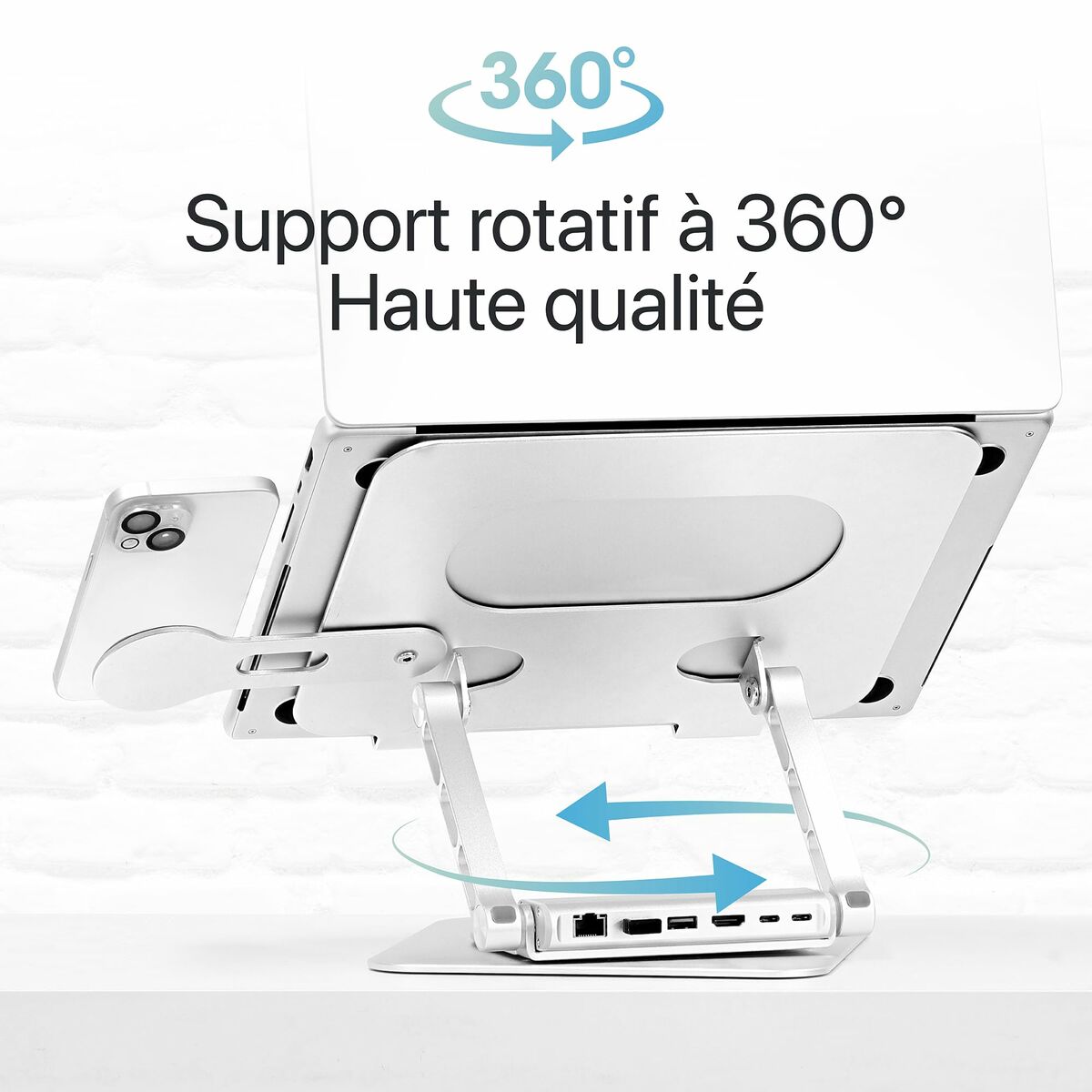 Soporte para Portátil T'NB iClick Metal Moderno Rotación de 360º