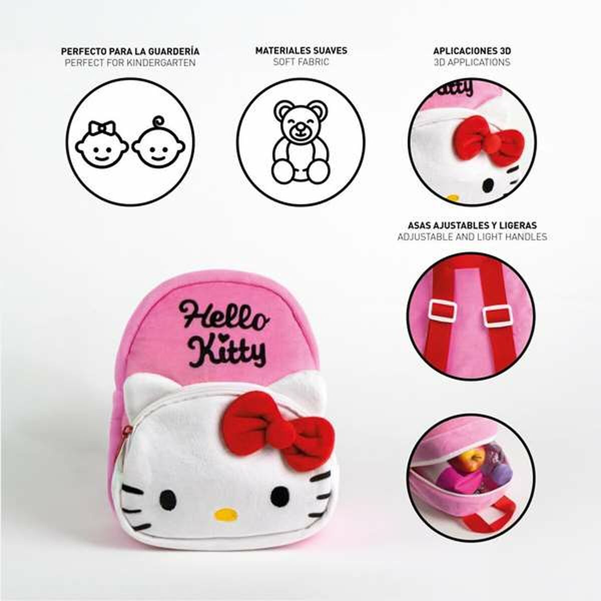 Mochila Infantil Hello Kitty Rosa 18 x 22 x 4 cm