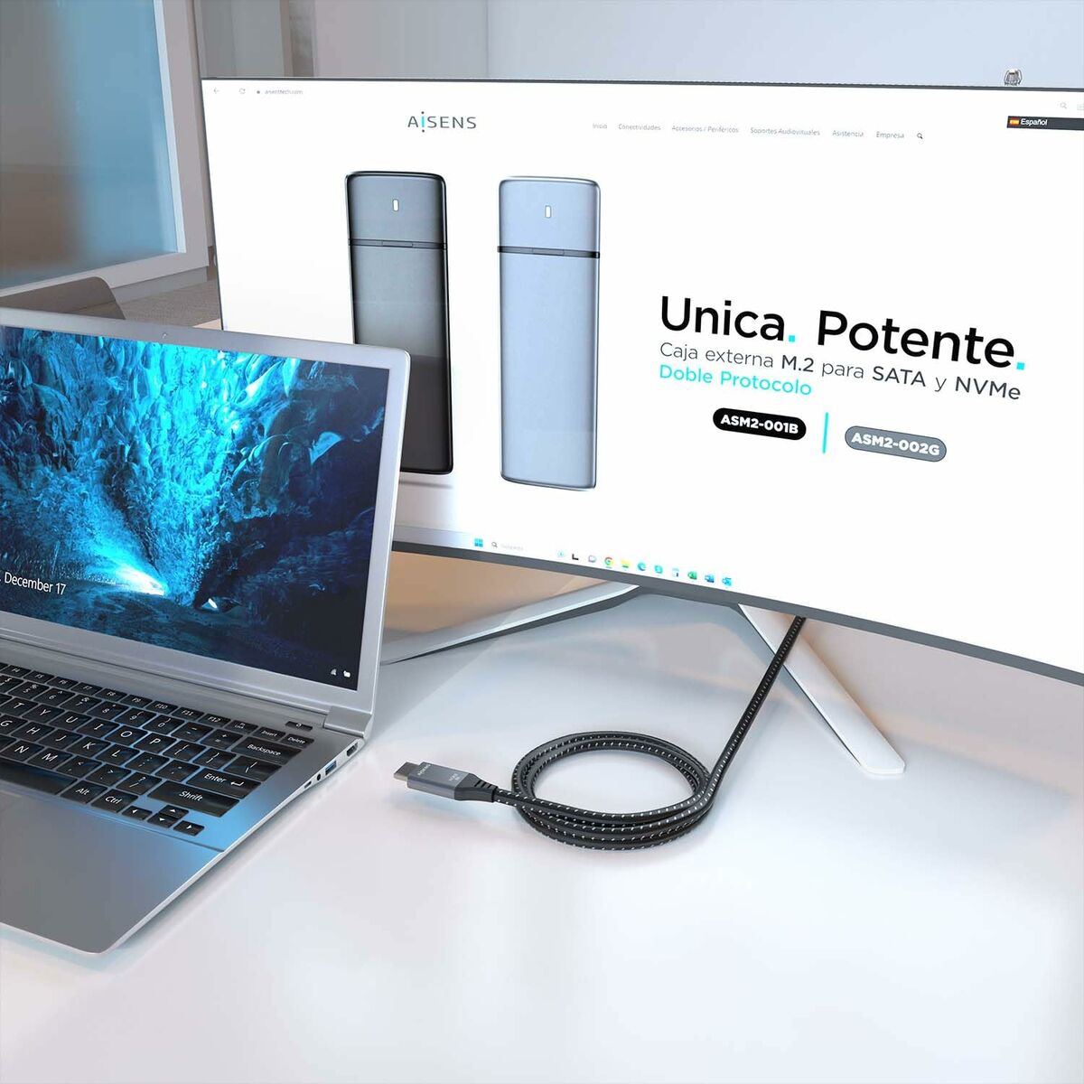 Cable HDMI Aisens A150-0878 Negro/Gris