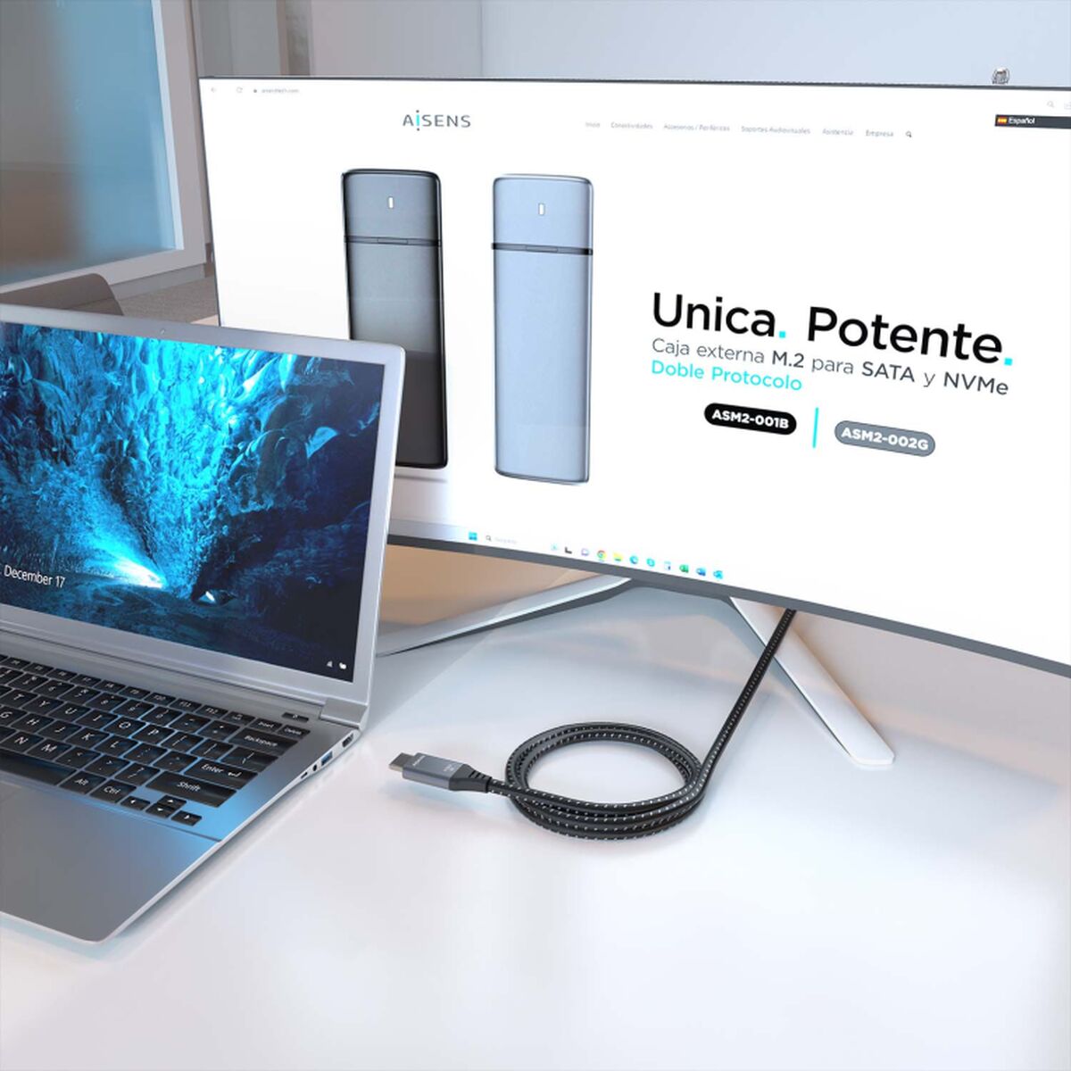 Cable HDMI Aisens A150-0878 Negro/Gris