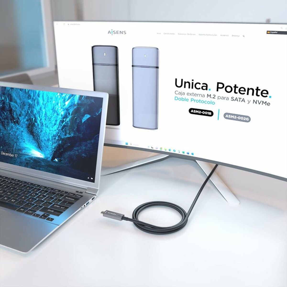 Cable USB-C Aisens A157-0883 Negro 15 m