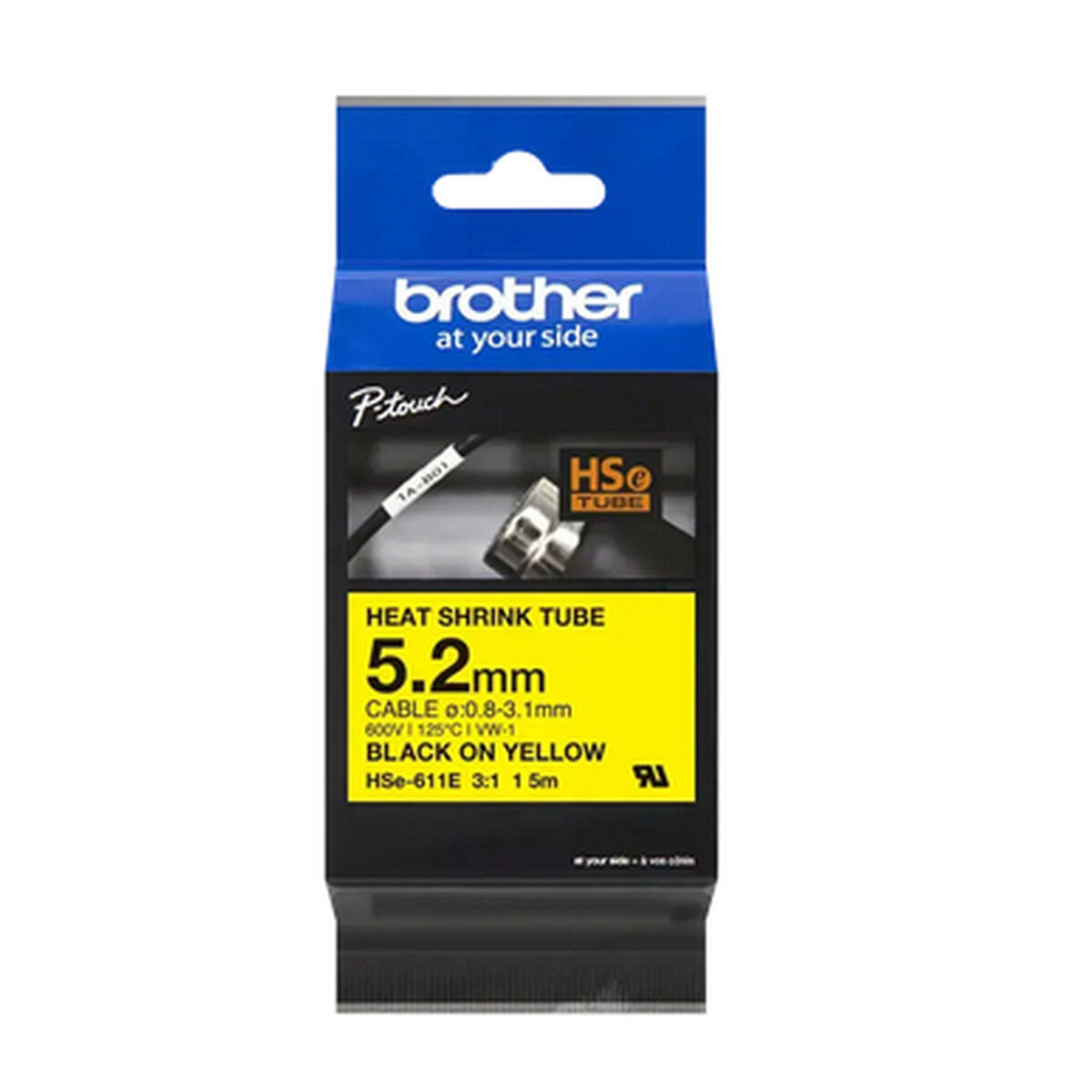Cinta Laminada para Rotuladoras Brother HSE611E Negro Multicolor (1 unidad)