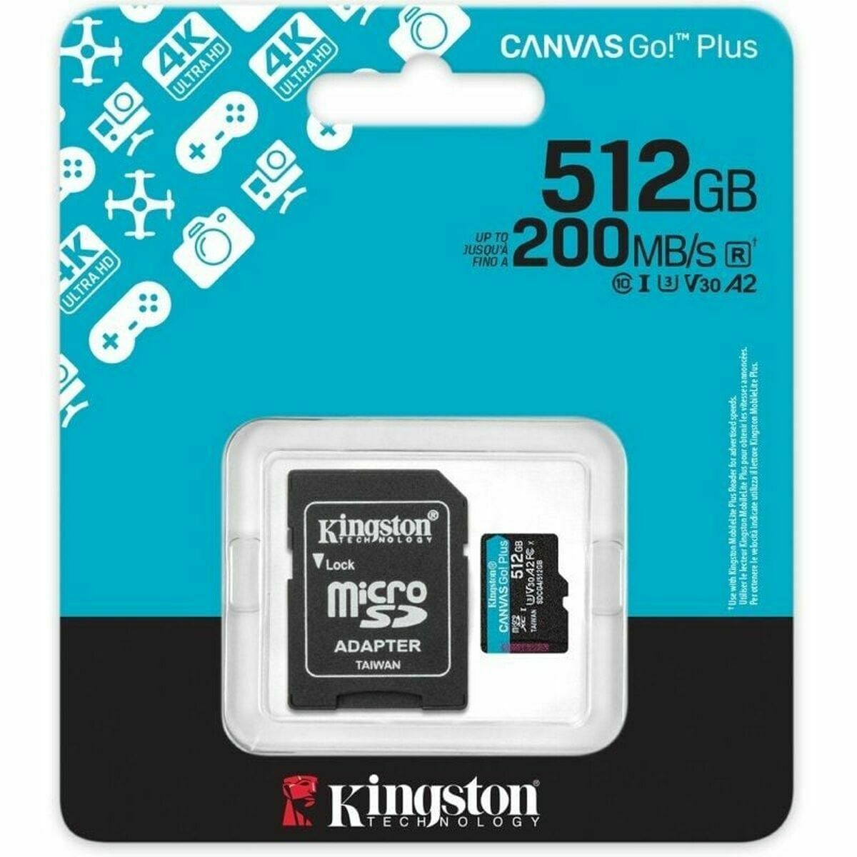 Tarjeta de Memoria Micro SD con Adaptador Kingston CANVAS Go! Plus 512GB microSD XC 512 GB