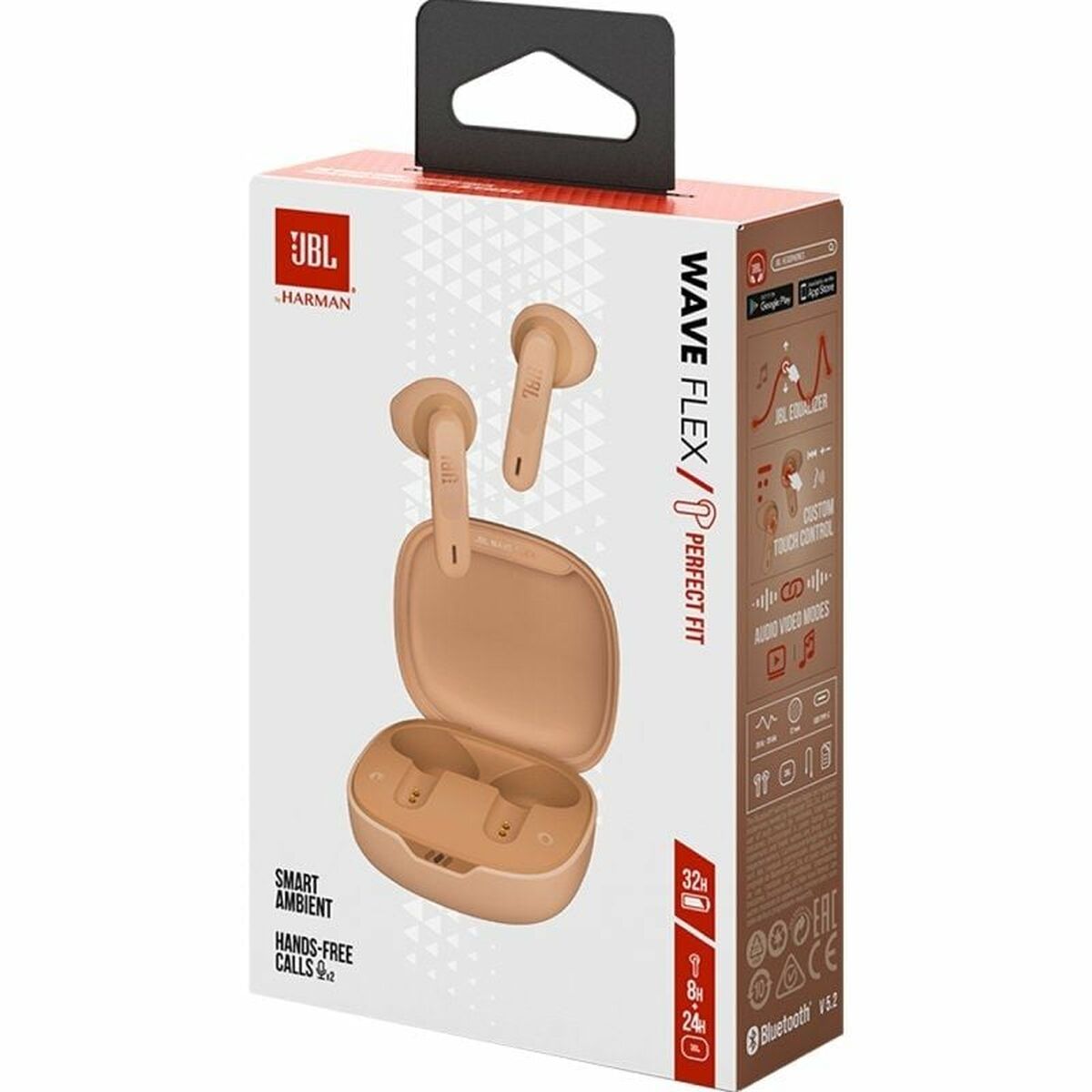 Auriculares Inalámbricos con Estuche de Carga JBL Wave Flex Beige