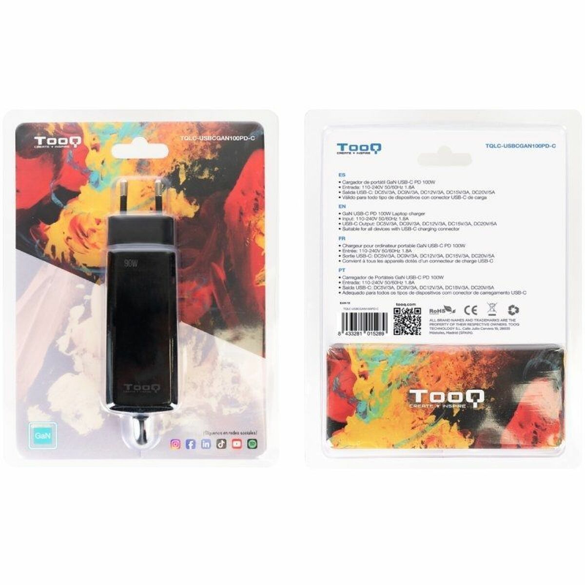 Cargador para Portátil TooQ TQLC-USBCGAN100PD-C 100 W