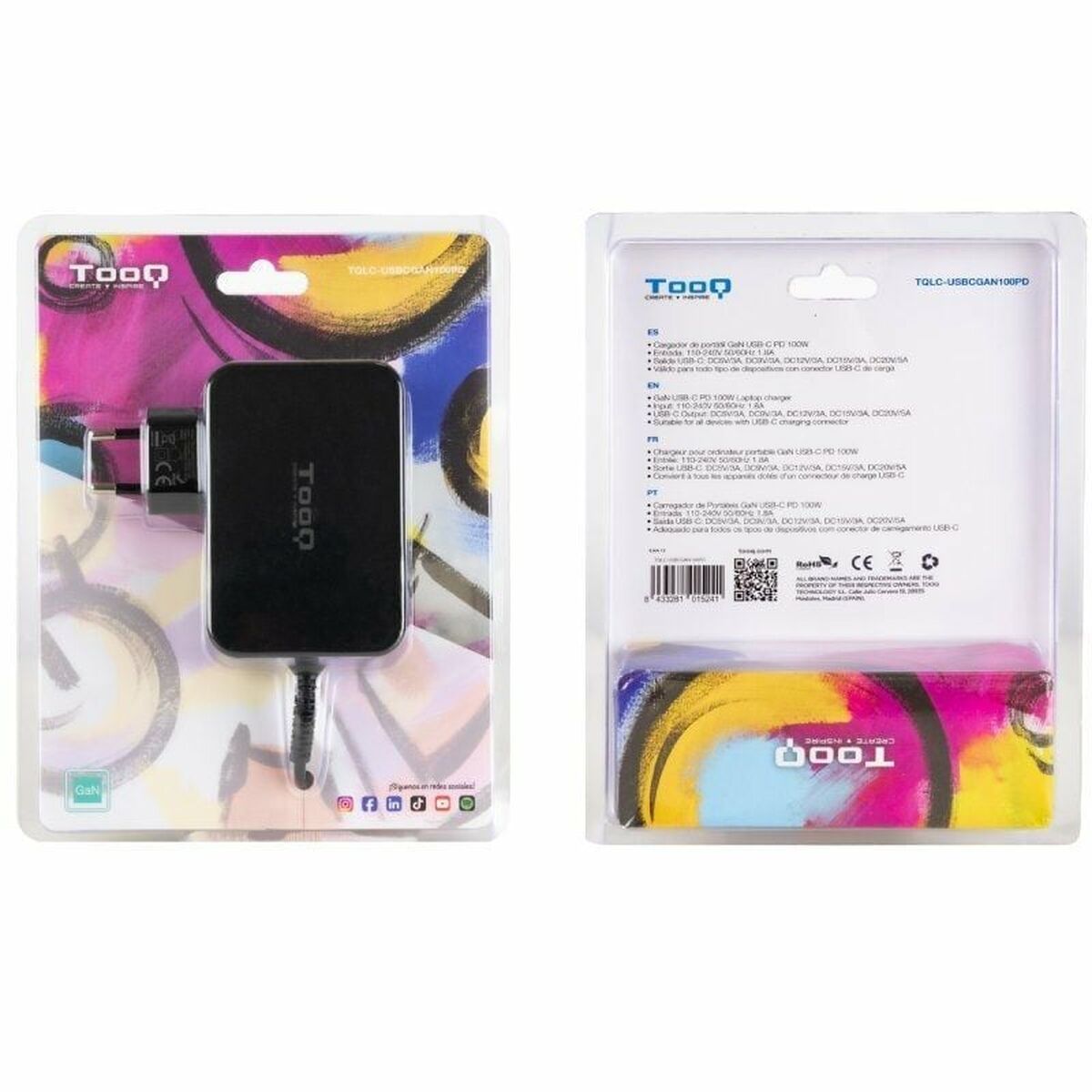 Cargador para Portátil TooQ TQLC-USBCGAN100PD 100 W