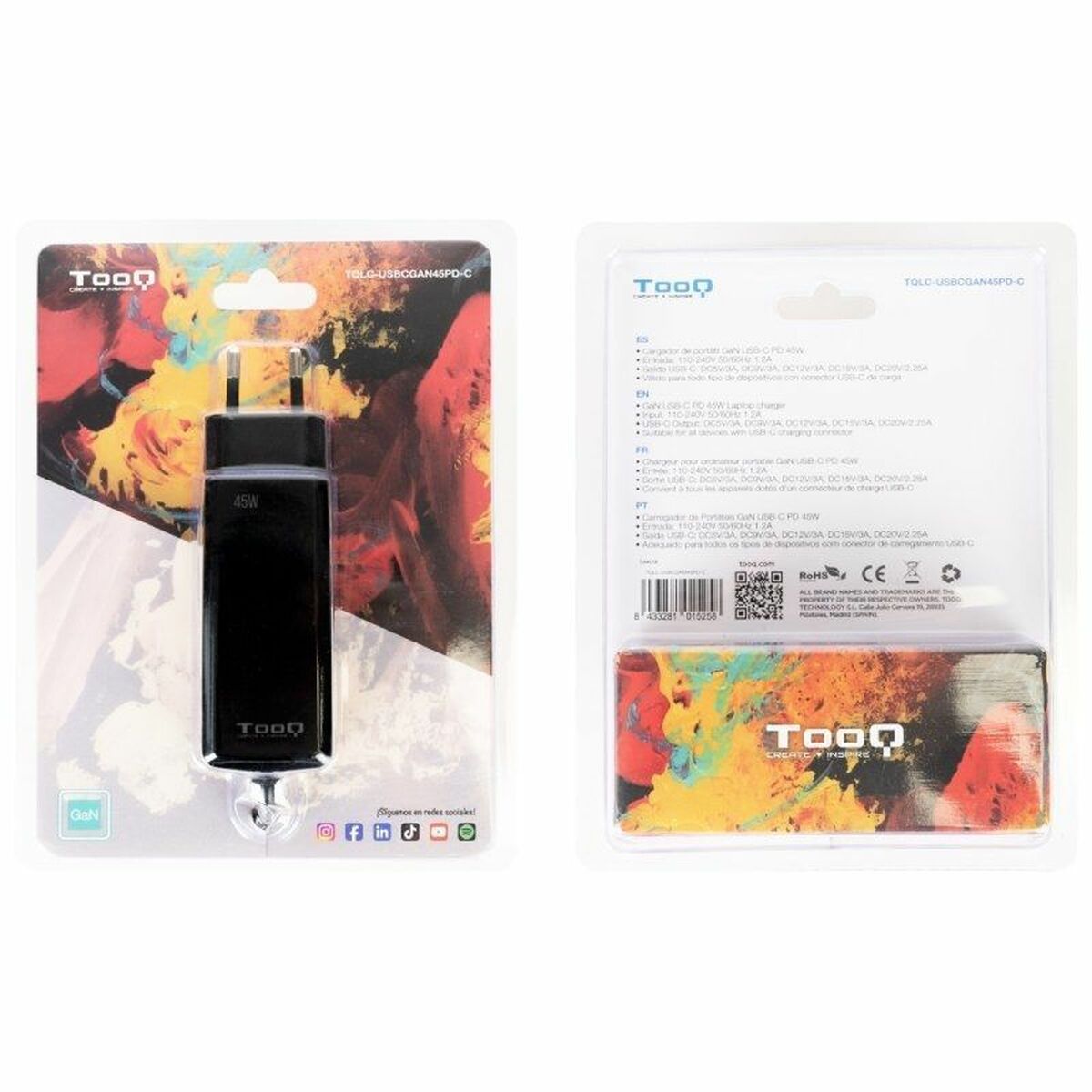 Cargador para Portátil TooQ TQLC-USBCGAN45PD-C 45 W