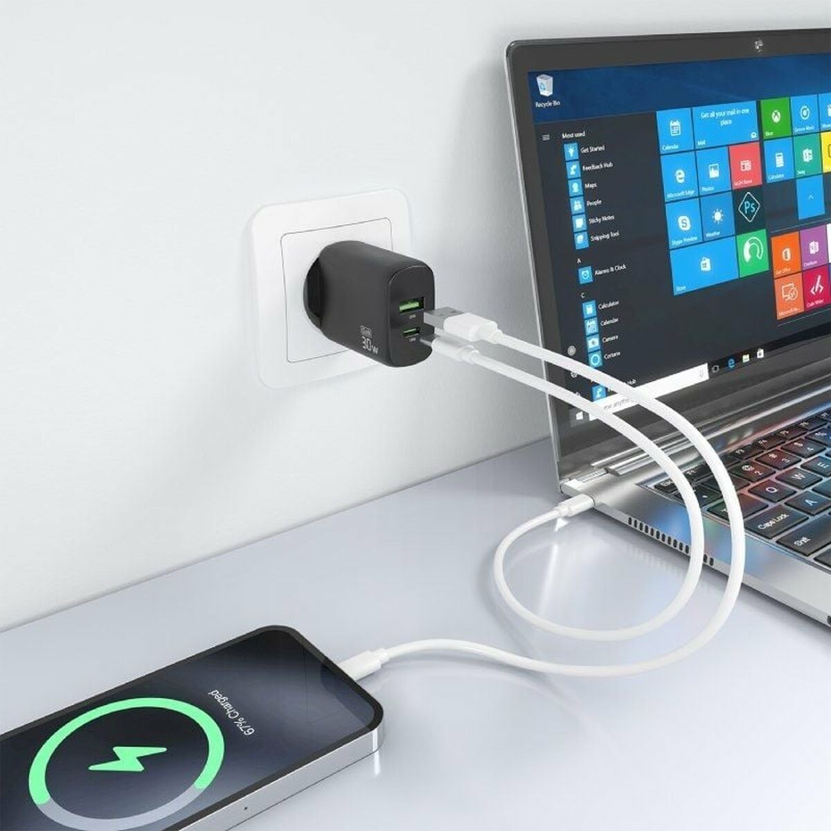 Cargador de Pared Aisens A110-0924 Negro 30 W