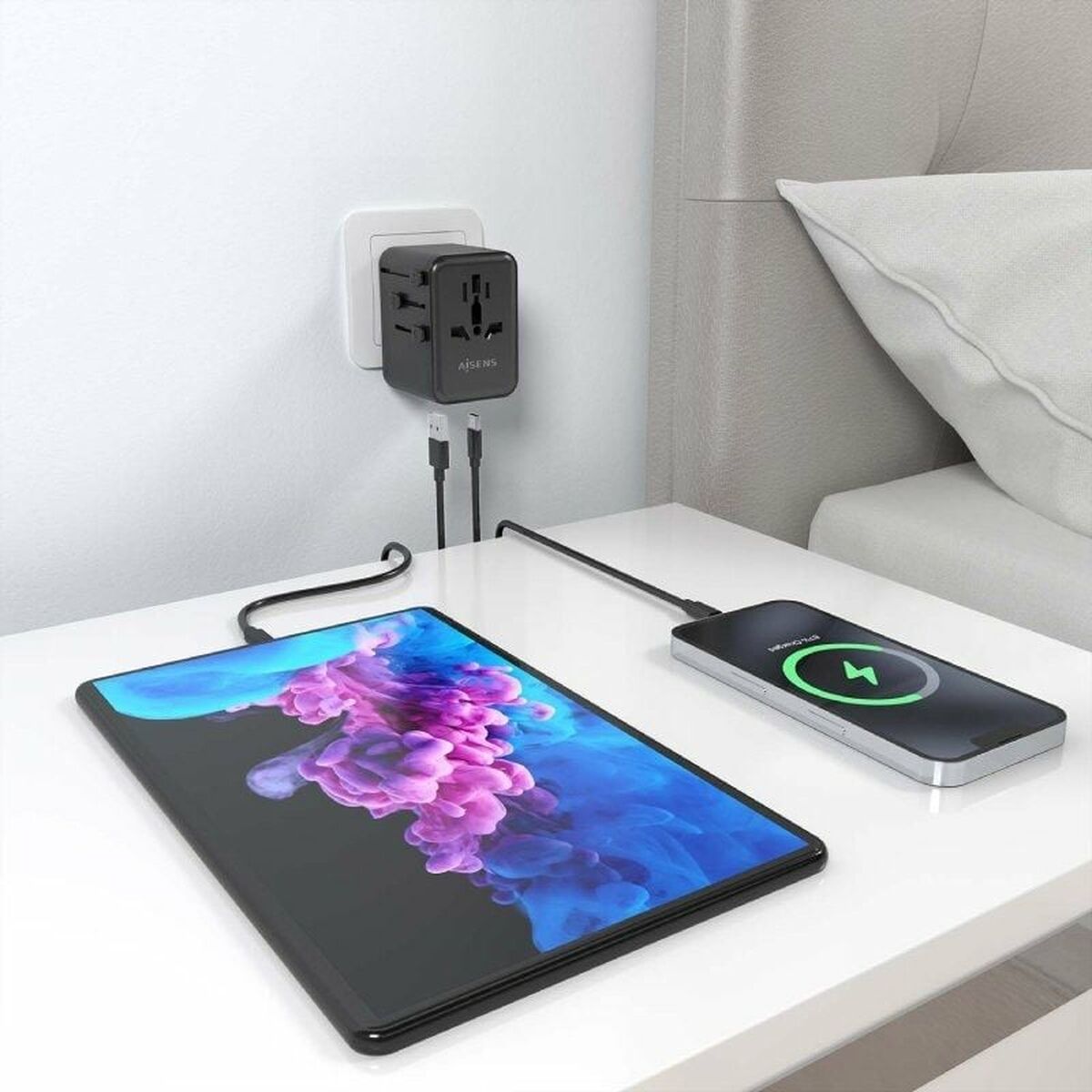 Cargador de Pared Aisens ASPS-2A2C08-BK 25 W Negro