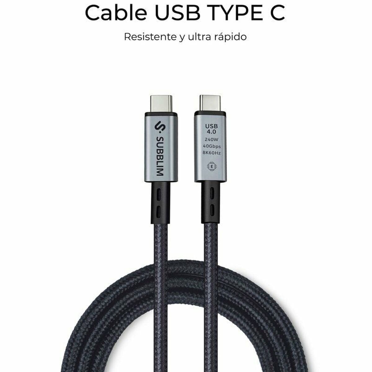 Cable USB-C a USB-C Subblim SUBCAB-C24010 1,5 m Negro