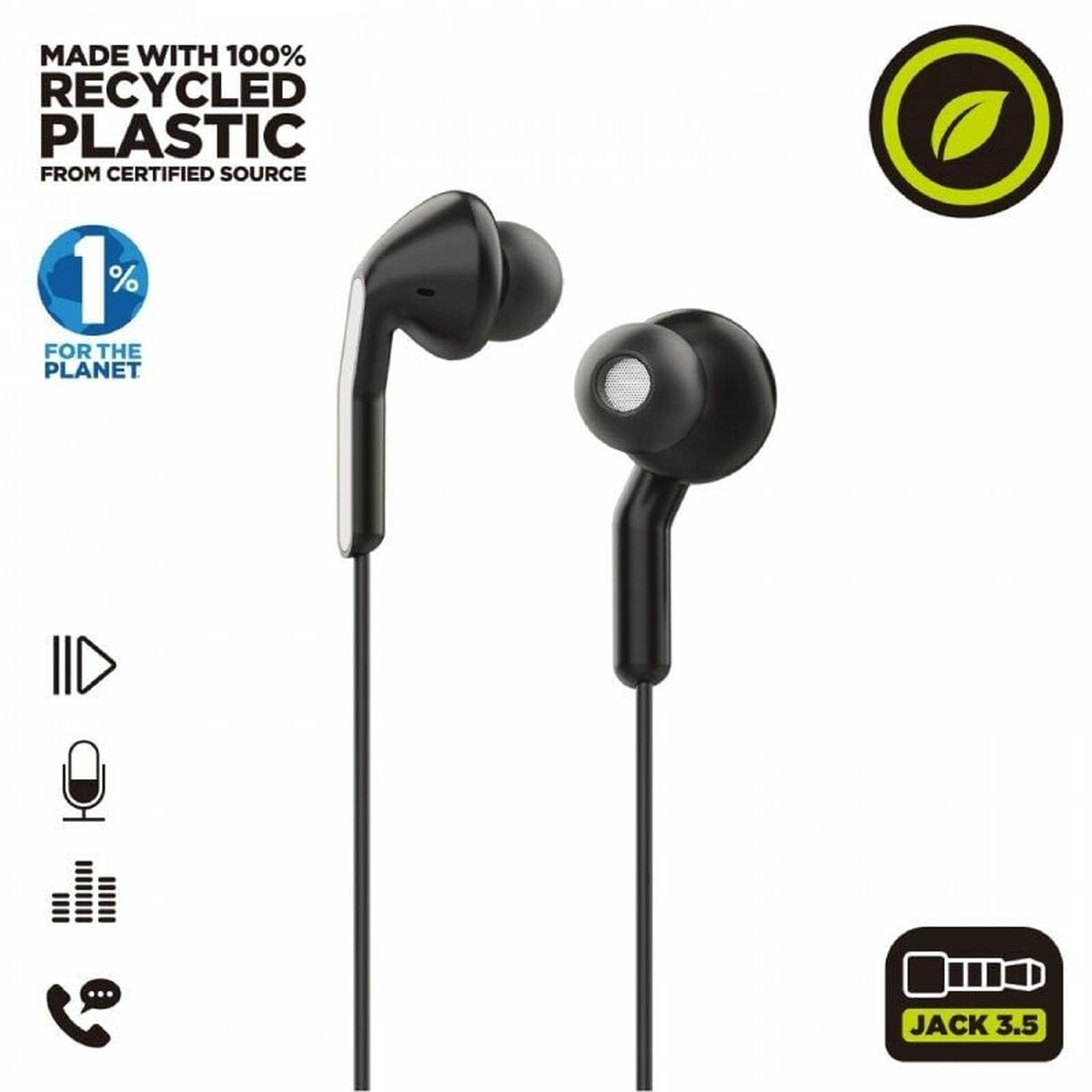 Auriculares con Micrófono Muvit MCHPH0004 Negro