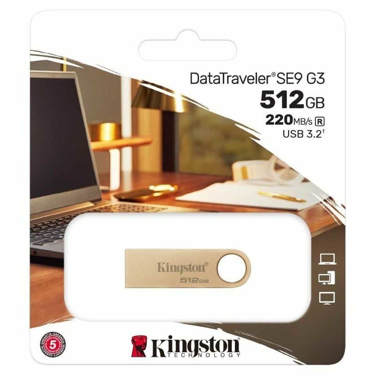 Memoria USB Kingston DataTraveler SE9 G3 512 GB Dorado