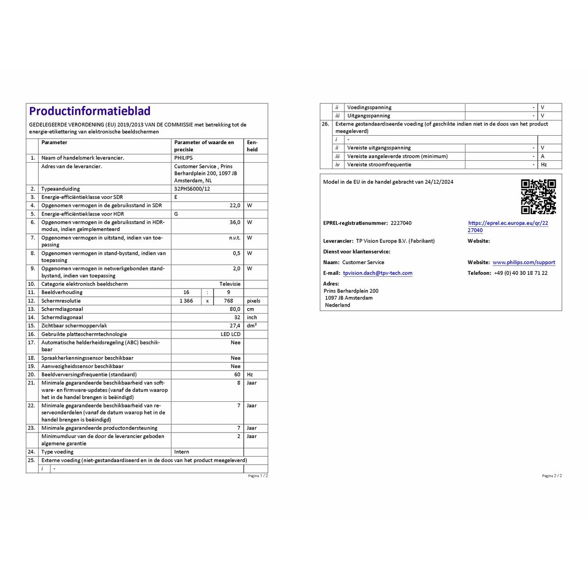 Smart TV Philips 32PHS6000/12 HD 32" LED HDR