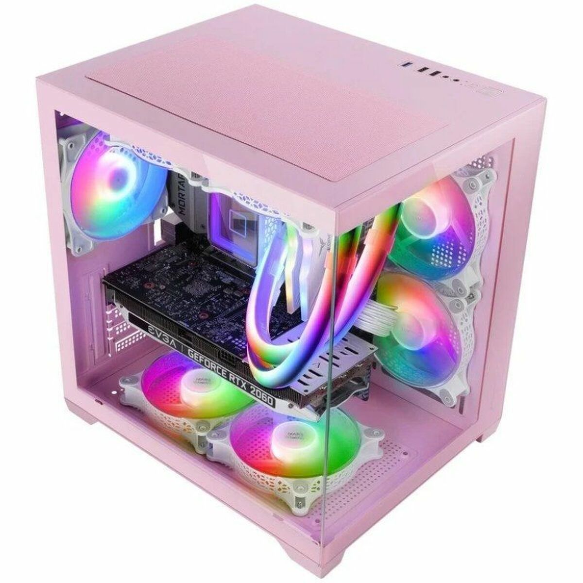 Caja Minitorre Micro ATX / ITX Mars Gaming MCVIEW2P Rosa
