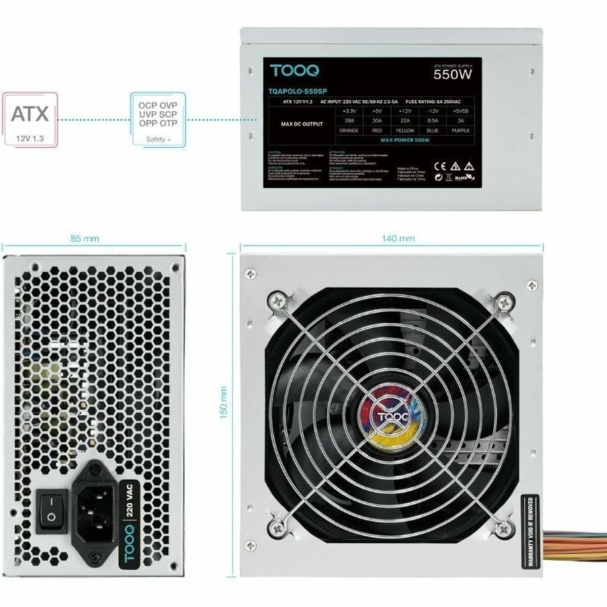 Fuente de Alimentación TooQ TQAPOLO-550SP ATX 550 W