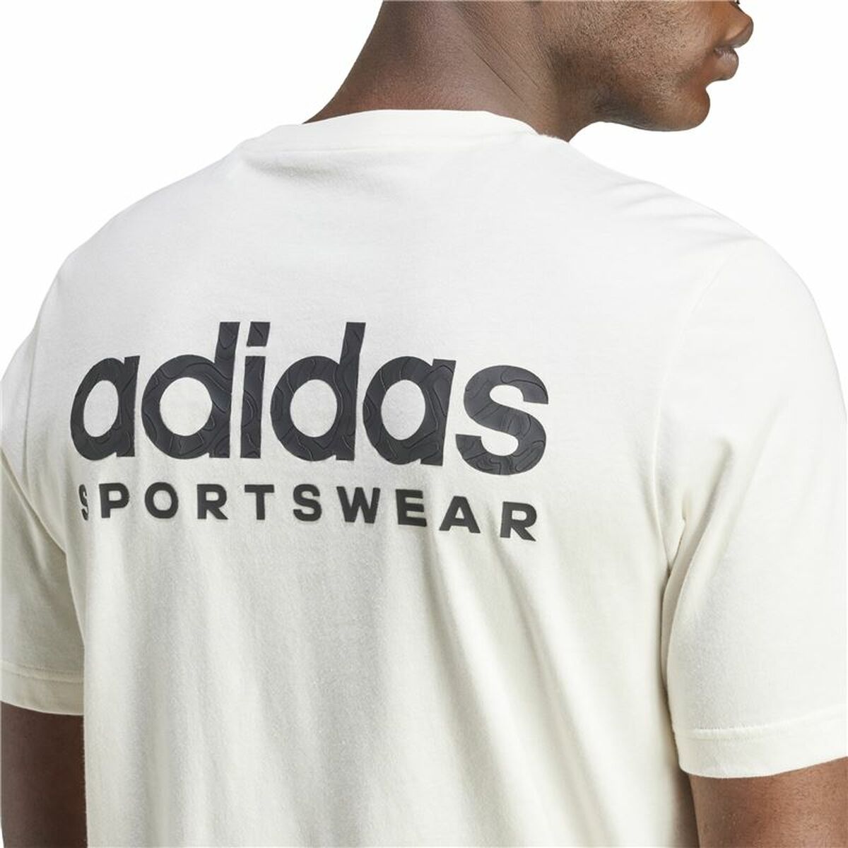 Camiseta de Manga Corta Hombre Adidas Molded Linear Blanco Natural