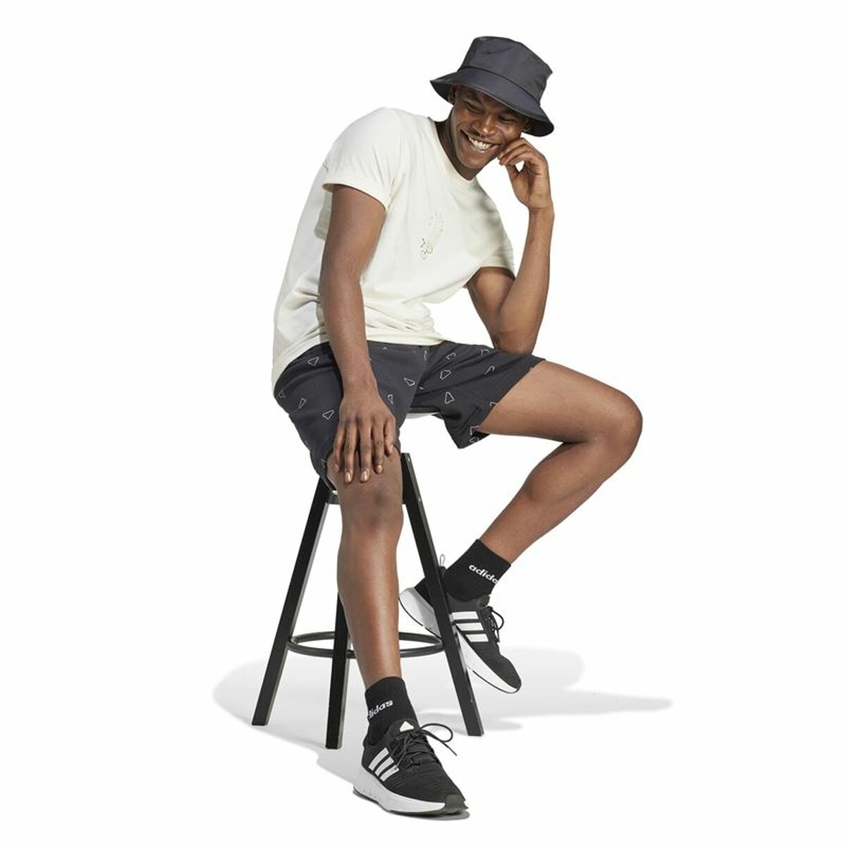 Camiseta de Manga Corta Hombre Adidas Molded Linear Blanco Natural