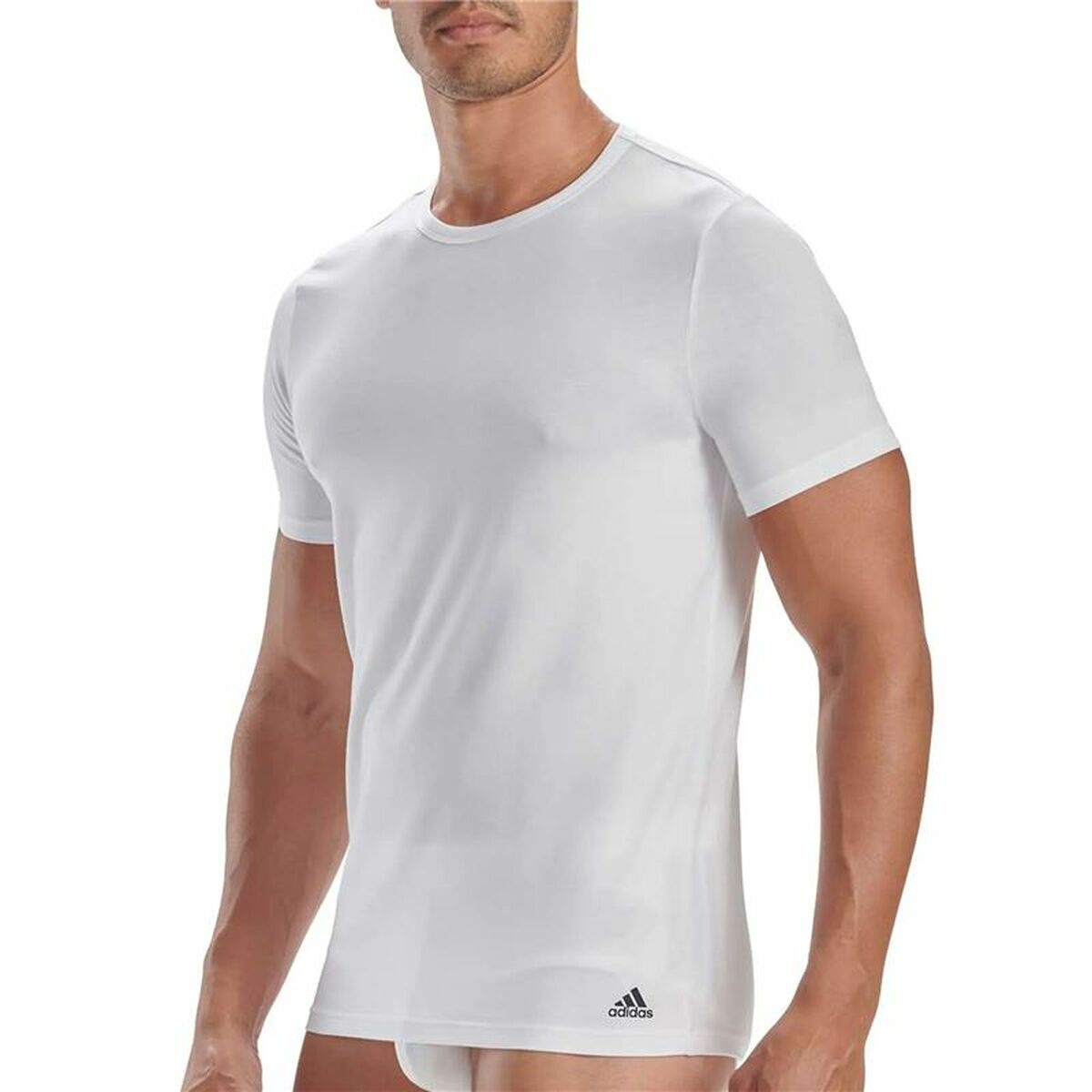 Camiseta de Manga Corta Hombre Adidas Ss Tee Crew Active Core Cotton Blanco 3 Unidades