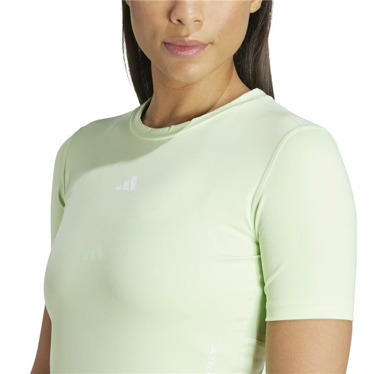 Camiseta de Manga Corta Mujer Adidas Essentials Techfit Train Verde limón Verde Claro