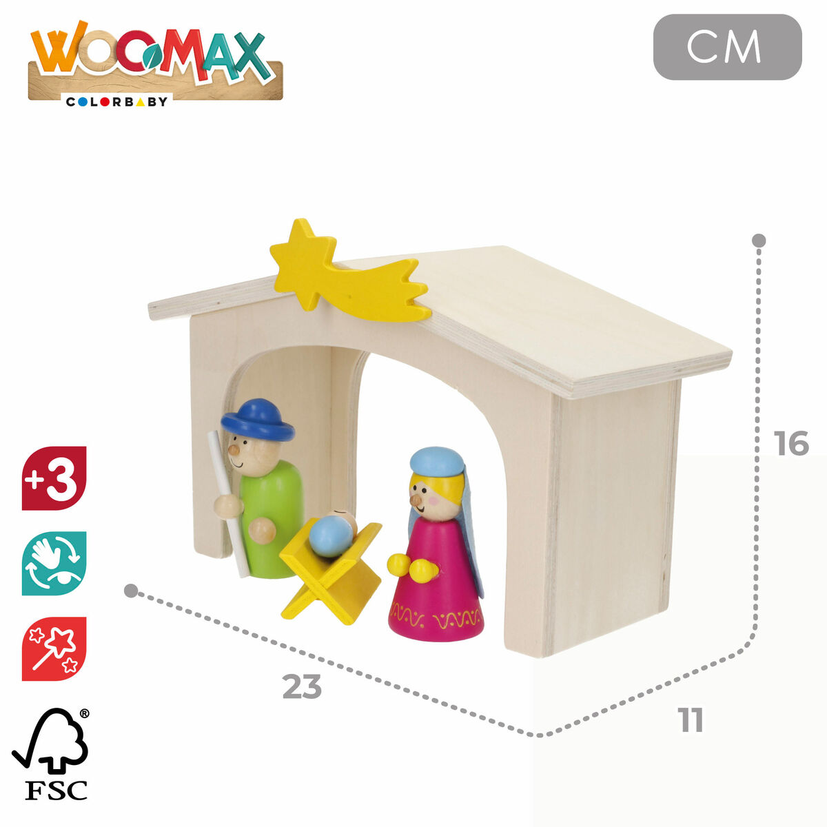 Belén de Navidad Woomax Madera plywood 23 x 16 x 11 cm (4 Unidades)