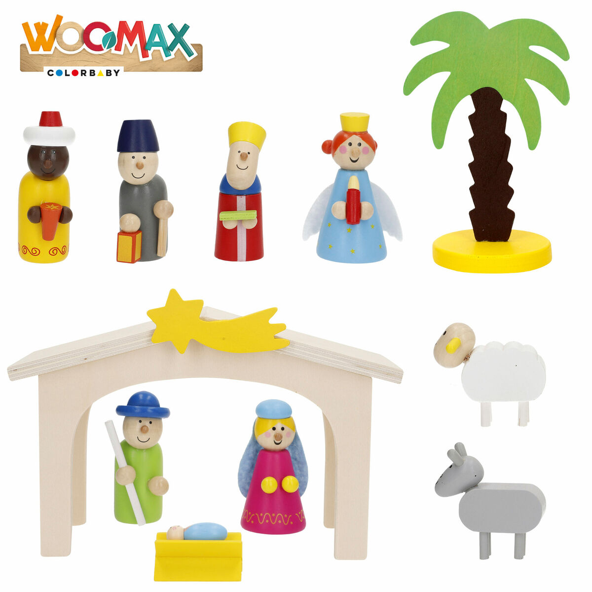 Belén de Navidad Woomax Madera plywood 23 x 16 x 11 cm (4 Unidades)