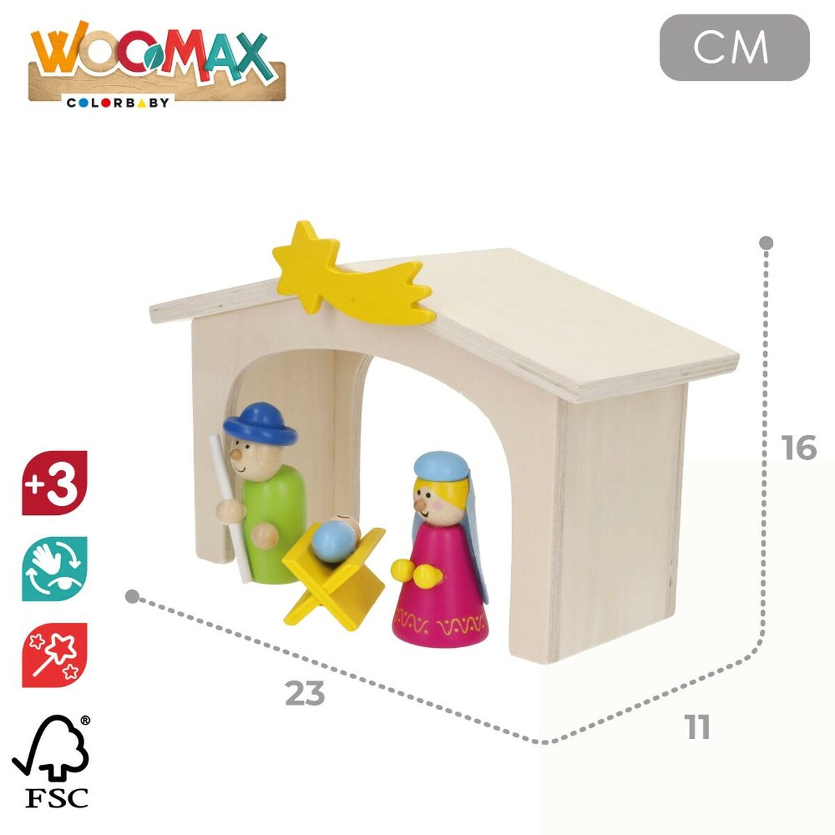 Belén de Navidad Woomax Madera plywood 23 x 16 x 11 cm (4 Unidades)