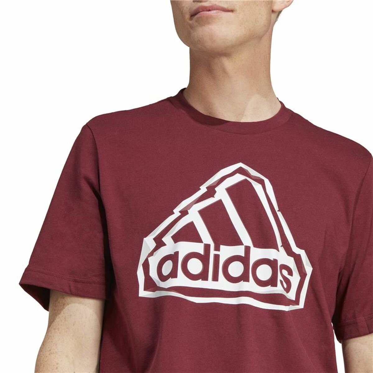 Camiseta de Manga Corta Hombre Adidas Fld Bos Marrón Granate