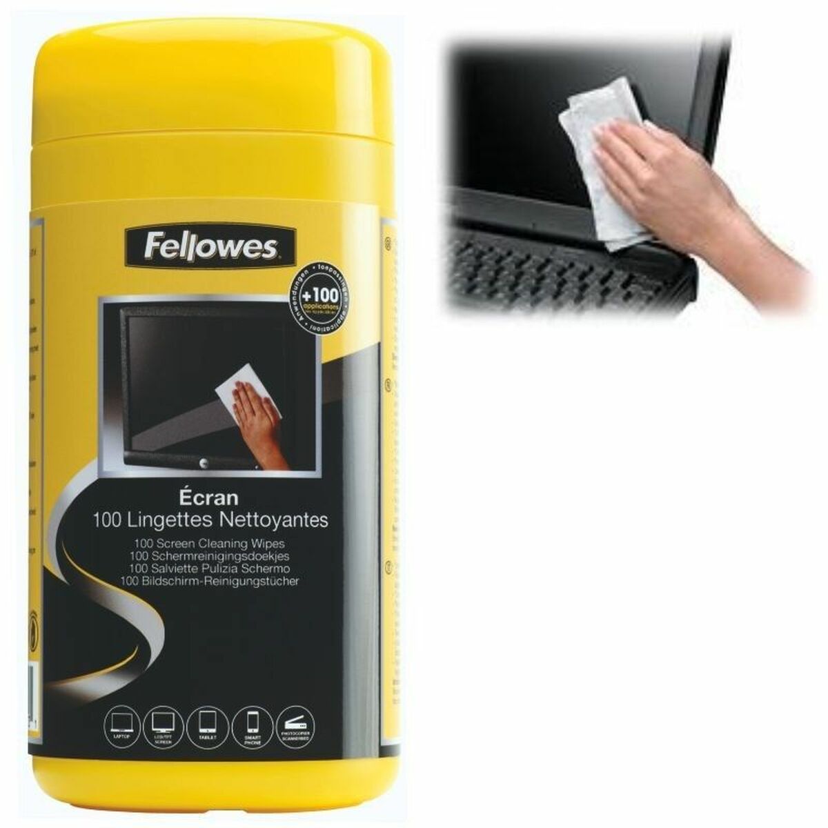 Toallita Limpiadora Fellowes 9970330 Dispensador Pantalla 100 Piezas