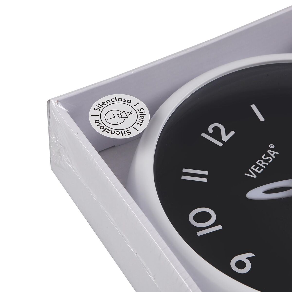 Reloj de Pared Versa Blanco Negro Plástico