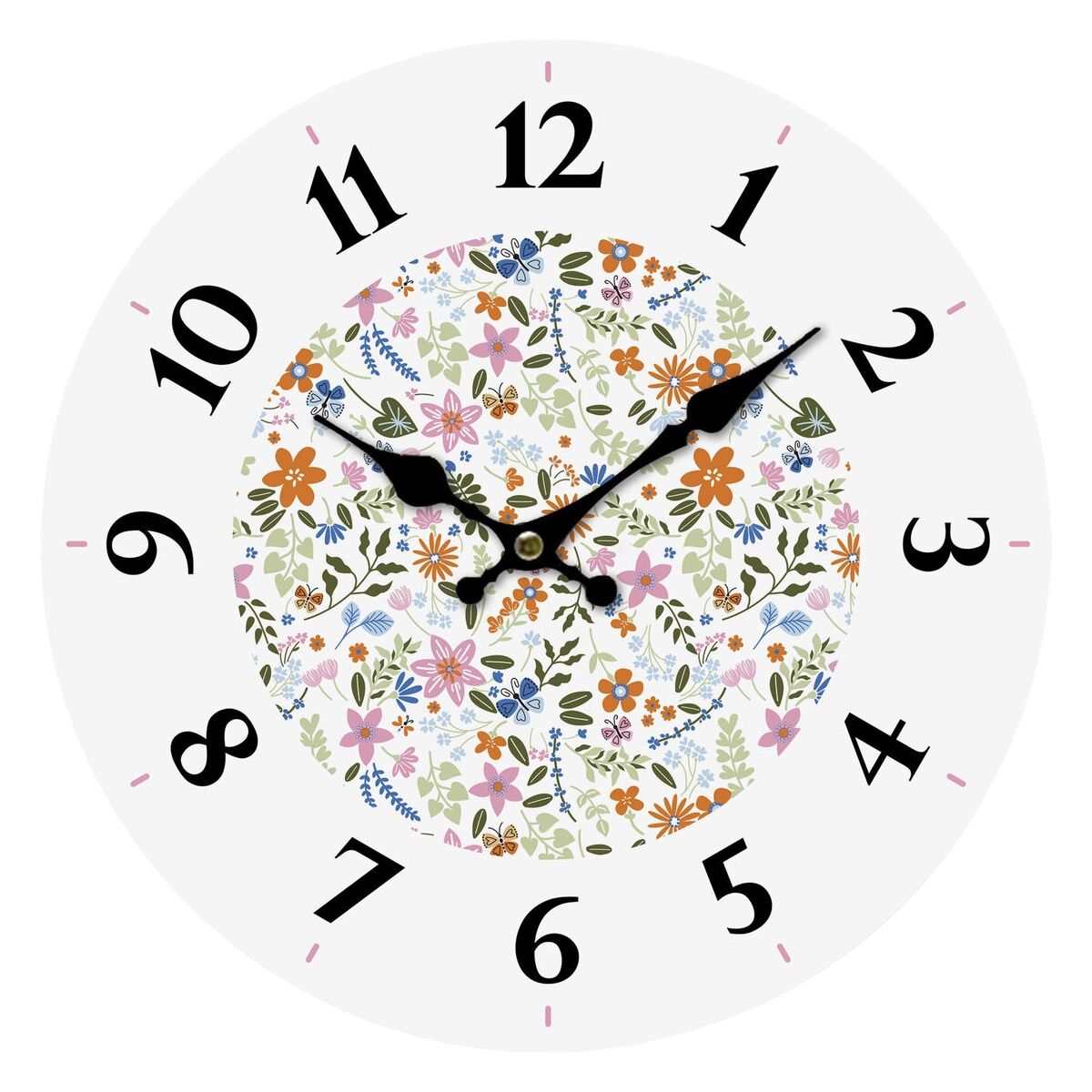 Reloj de Pared Versa Madera Flores 4 x 30 x 30 cm