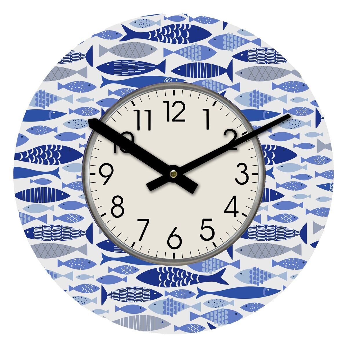Reloj de Pared Versa Madera Peces 4 x 30 x 30 cm