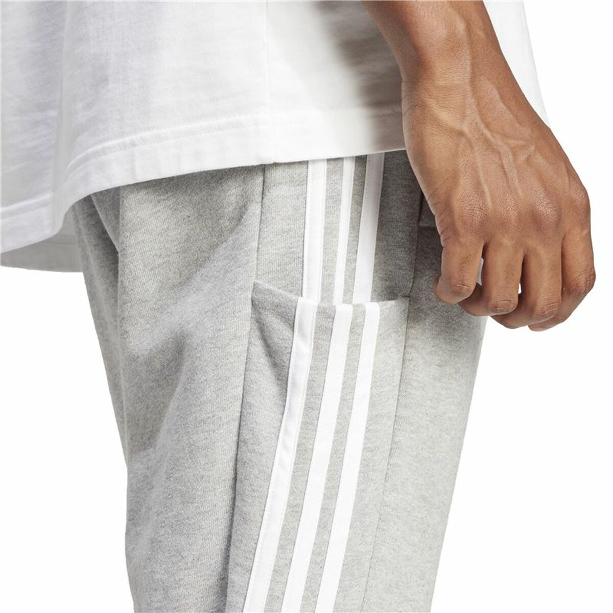 Pantalón Largo Deportivo Adidas 3S Ft Te Gris Hombre