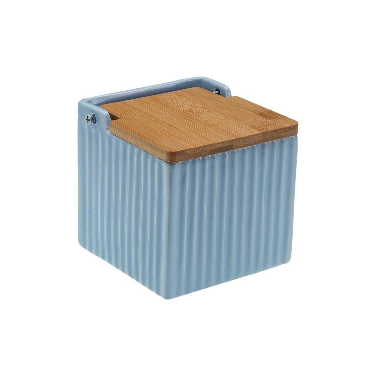 Salero con Tapa Versa Azul Cerámica Bambú Dolomita 11 x 11 x 11 cm