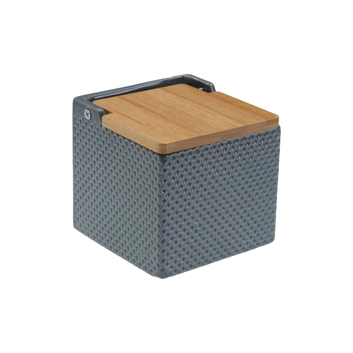 Salero con Tapa Versa Gris Cerámica Bambú Dolomita 11 x 11 x 11 cm